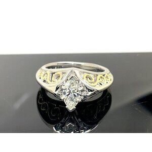 Engagement Ring Lab Grown Diamond Marquise 0.70ct F VVS2 14k Gold Size 6.75